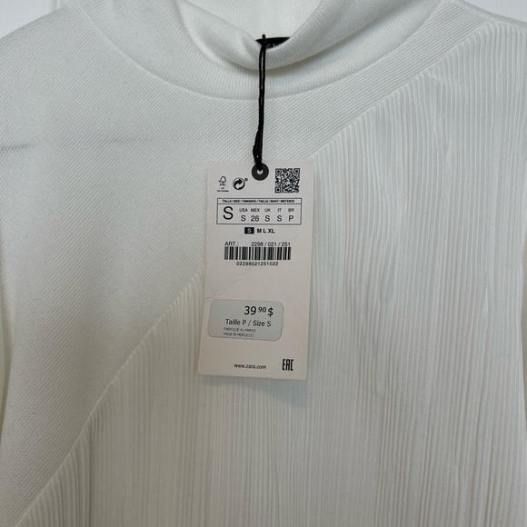 Zara Ivory Ribbed Blouse - Picture 2 of 6